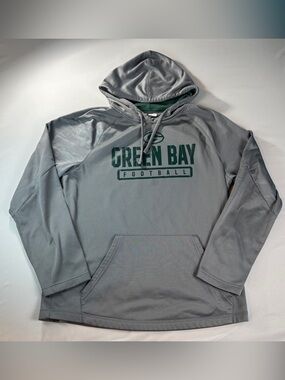 NFL Men’s Sweatshirt Hoodie Large Gray Green Bay Packers Logo Hood